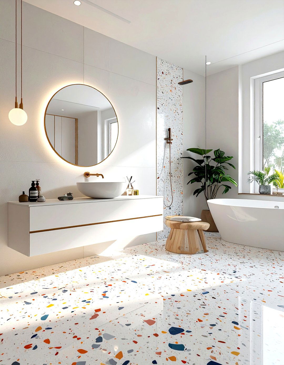 Terrazzo flooring bathroom - 30 bathroom update ideas