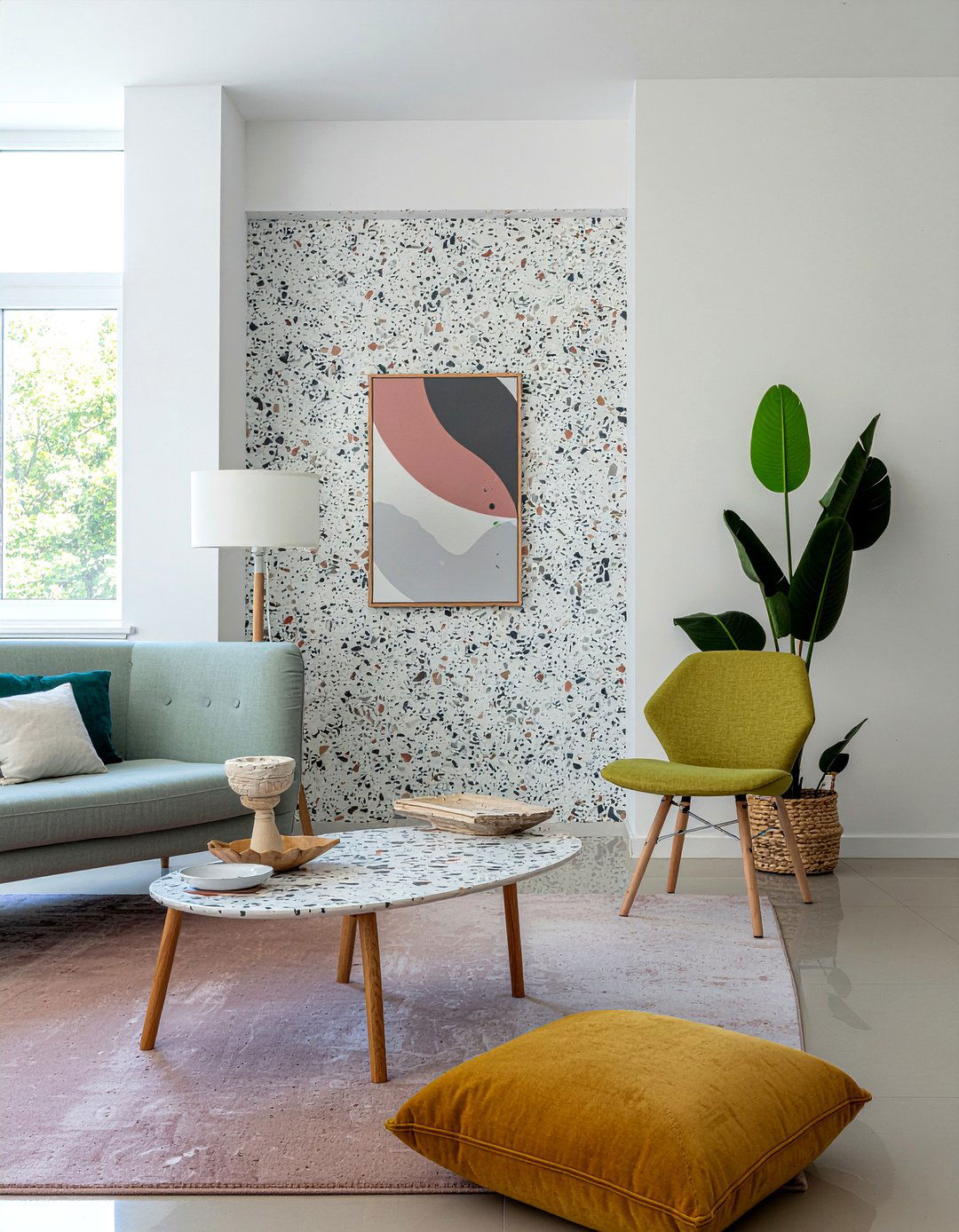Terrazzo geometric wallpaper - 30 living room geometric wallpapers