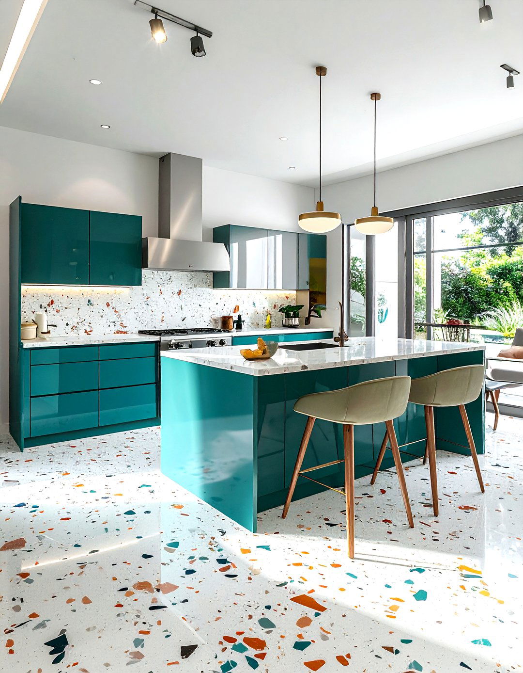 Terrazzo kitchen floor - 30 maximalist kitchen ideas