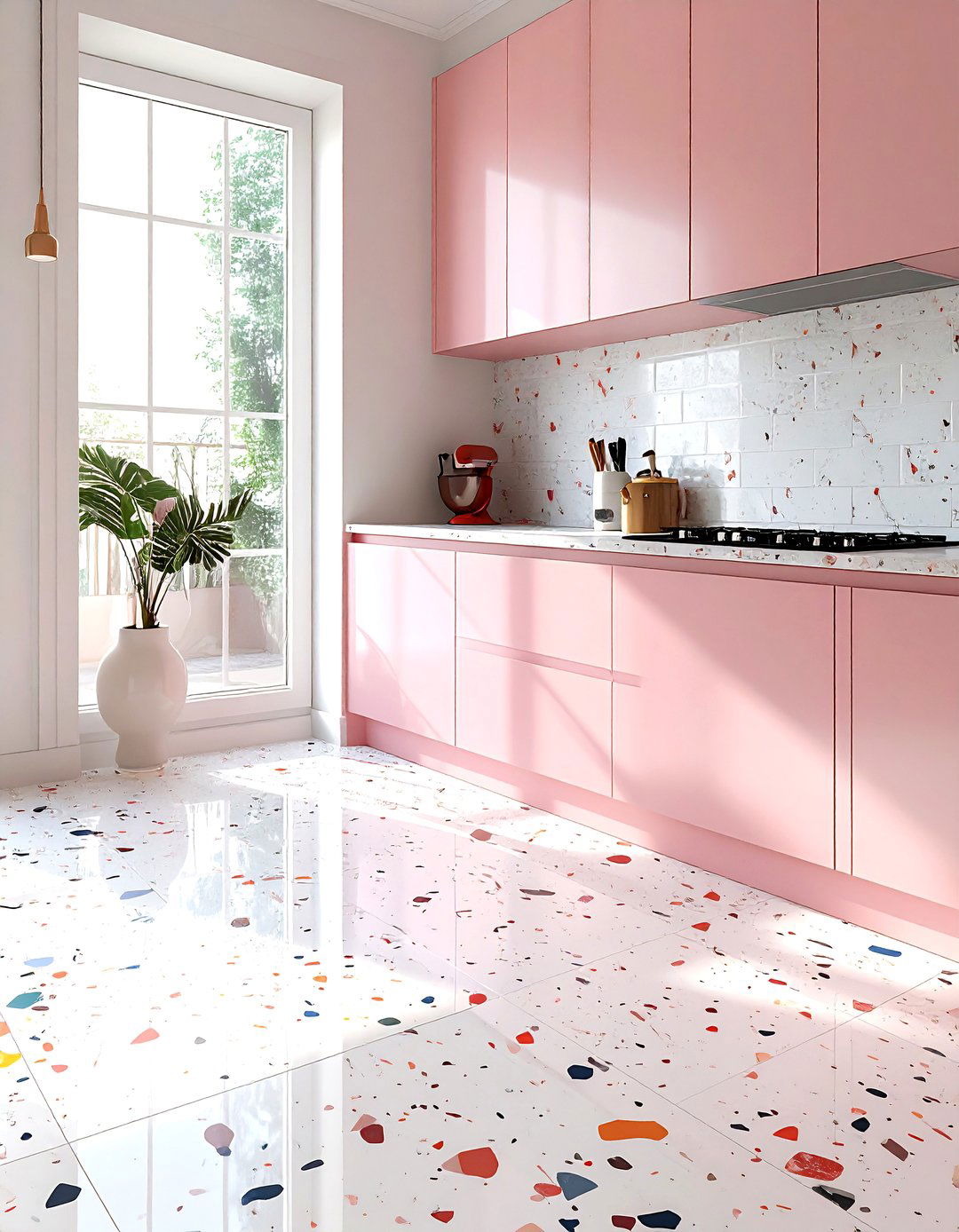 Terrazzo look ceramic tile - 30 ceramic tile floor kitchen ideas