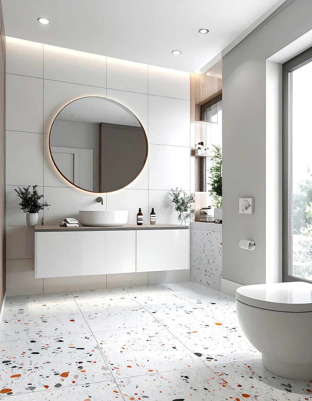 Terrazzo look porcelain tile bathroom - 30 porcelain tile bathroom ideas