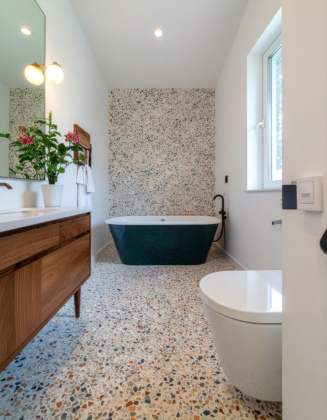 Terrazzo mosaic floor - 30 mosaic bathroom ideas