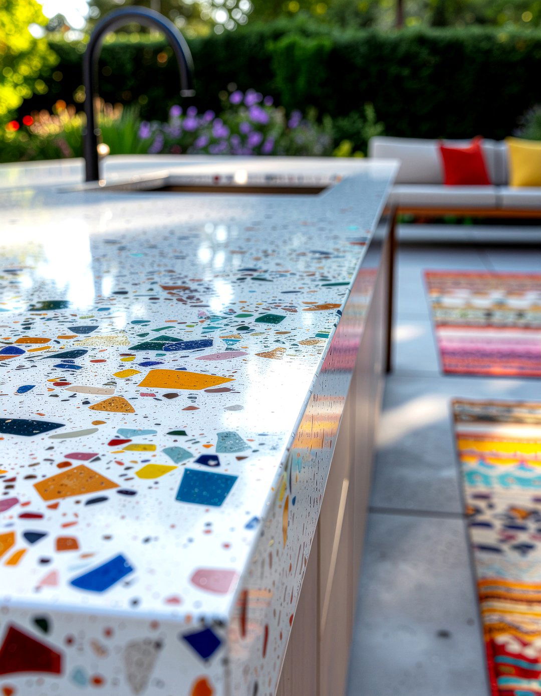 Terrazzo outdoor kitchen countertop - 30 outdoor kitchen countertop ideas