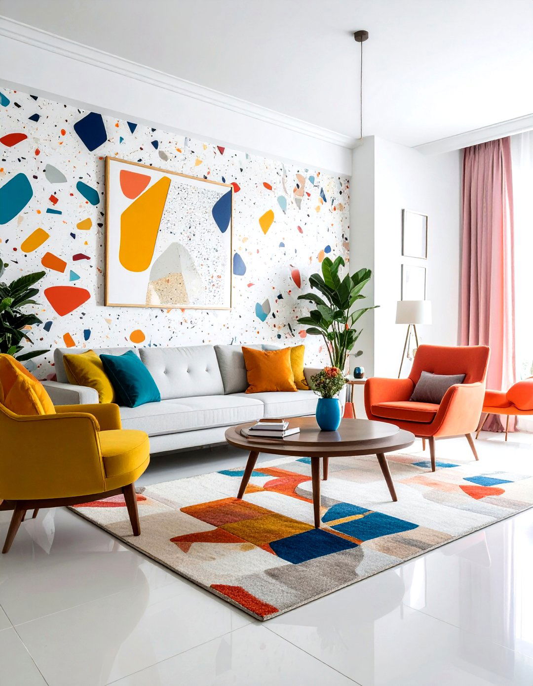 Terrazzo pattern wallpaper - 30 living room wallpapers