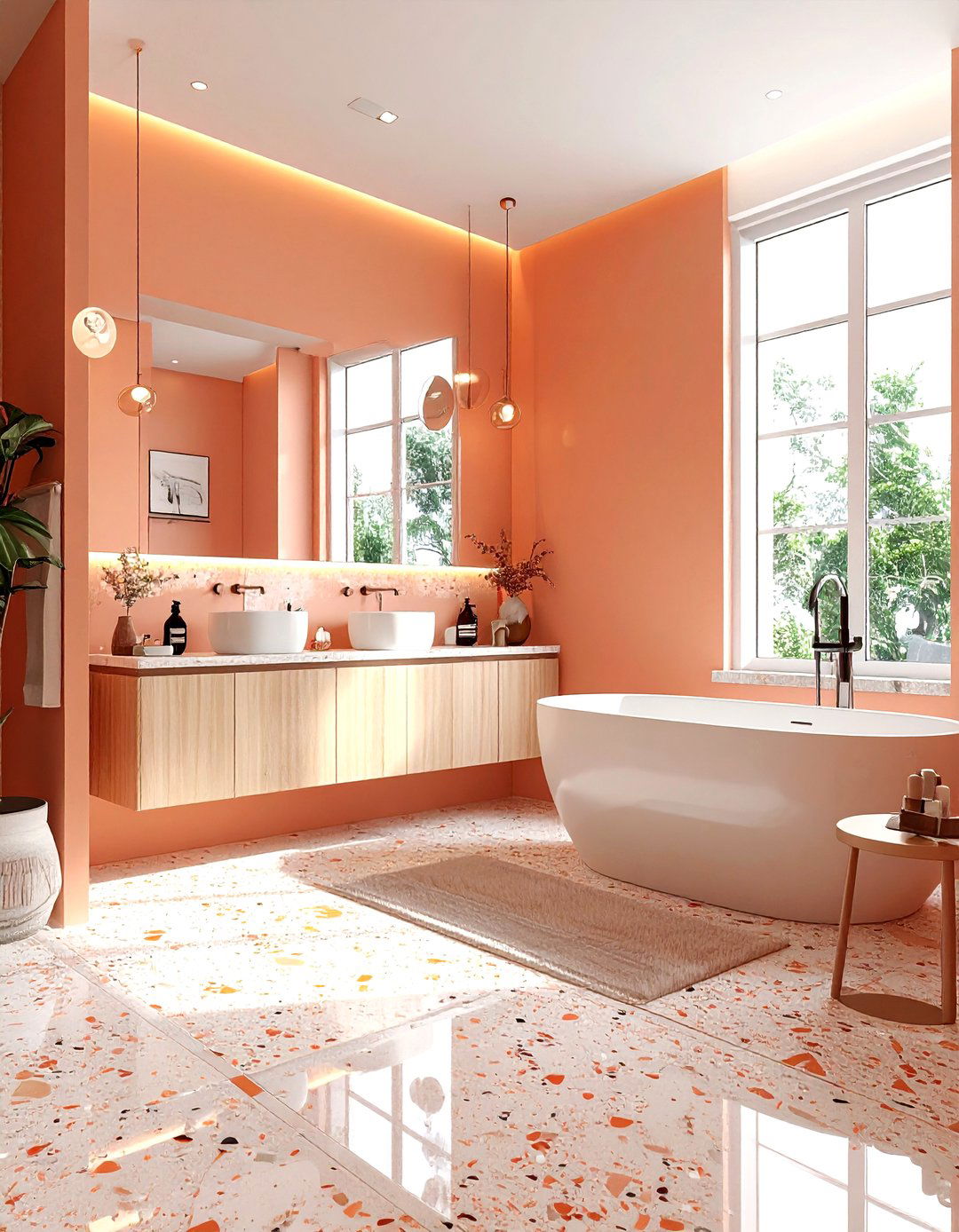 Terrazzo peach bathroom - 30 peach bathroom ideas