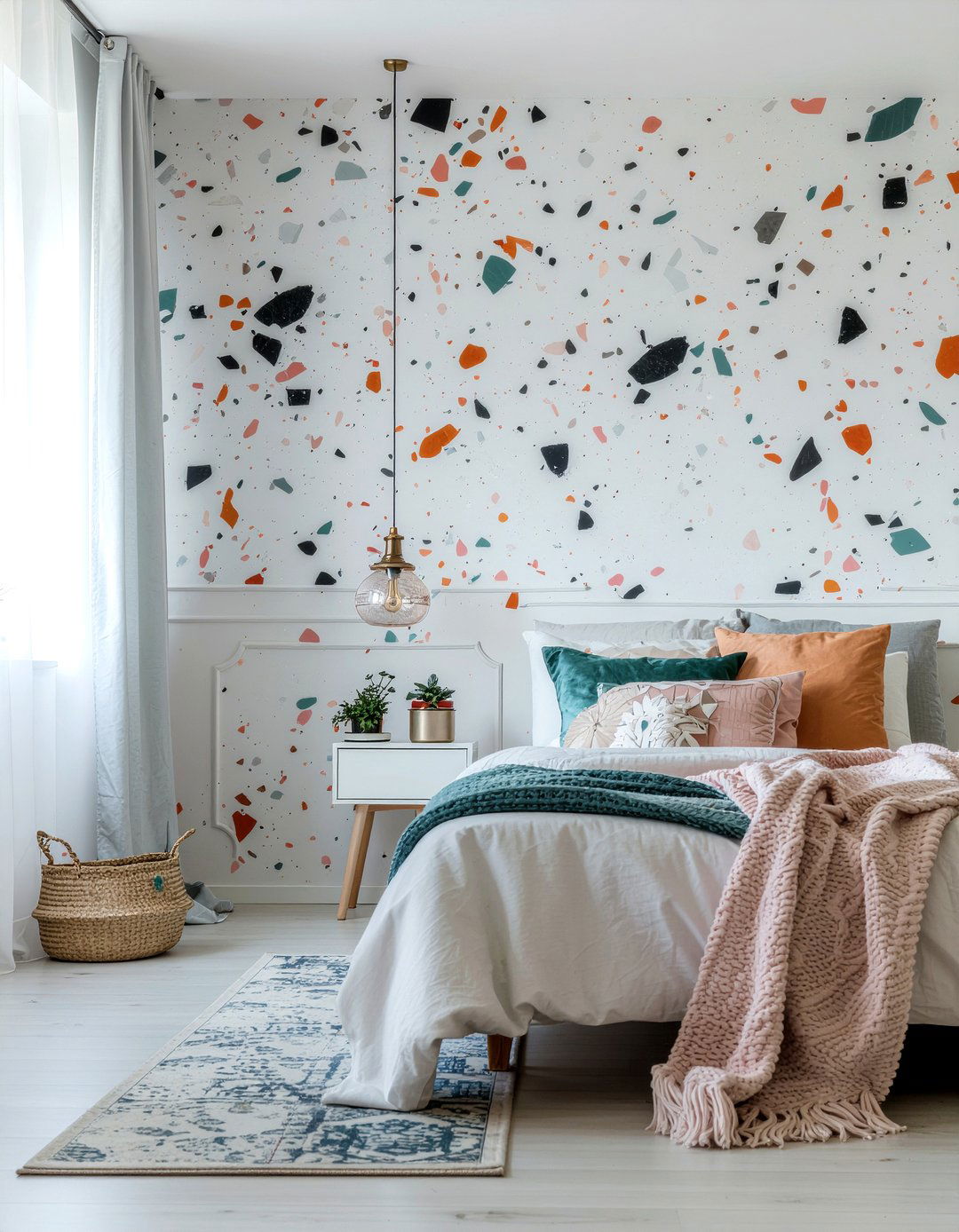 Terrazzo print wallpaper - 30 bedroom peel and stick wallpapers