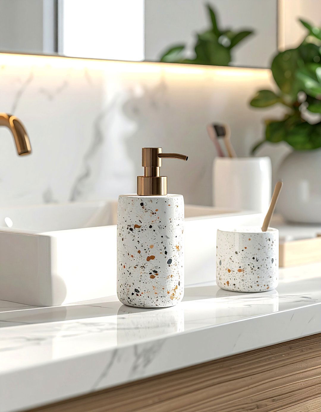 Terrazzo soap dispenser - 30 terrazzo decor ideas
