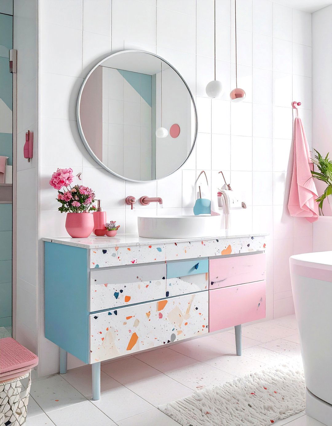 Terrazzo style solid surface bathroom - 30 solid surface bathroom countertop ideas