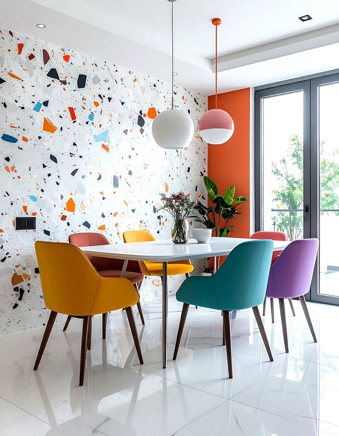 Terrazzo texture wallpaper dining room - 30 textured wallpaper dining room ideas