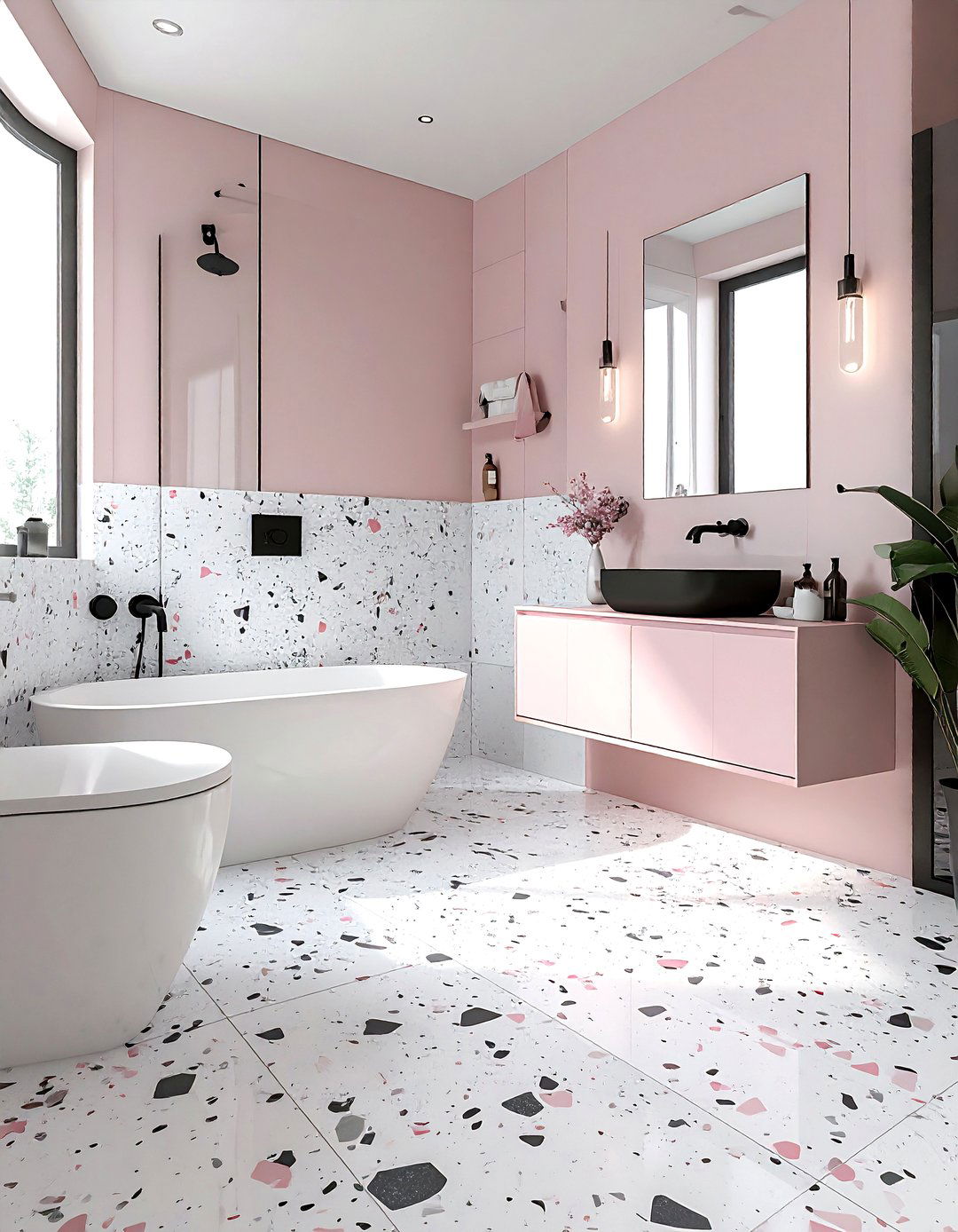 Terrazzo tile bathroom - 30 show home bathroom ideas