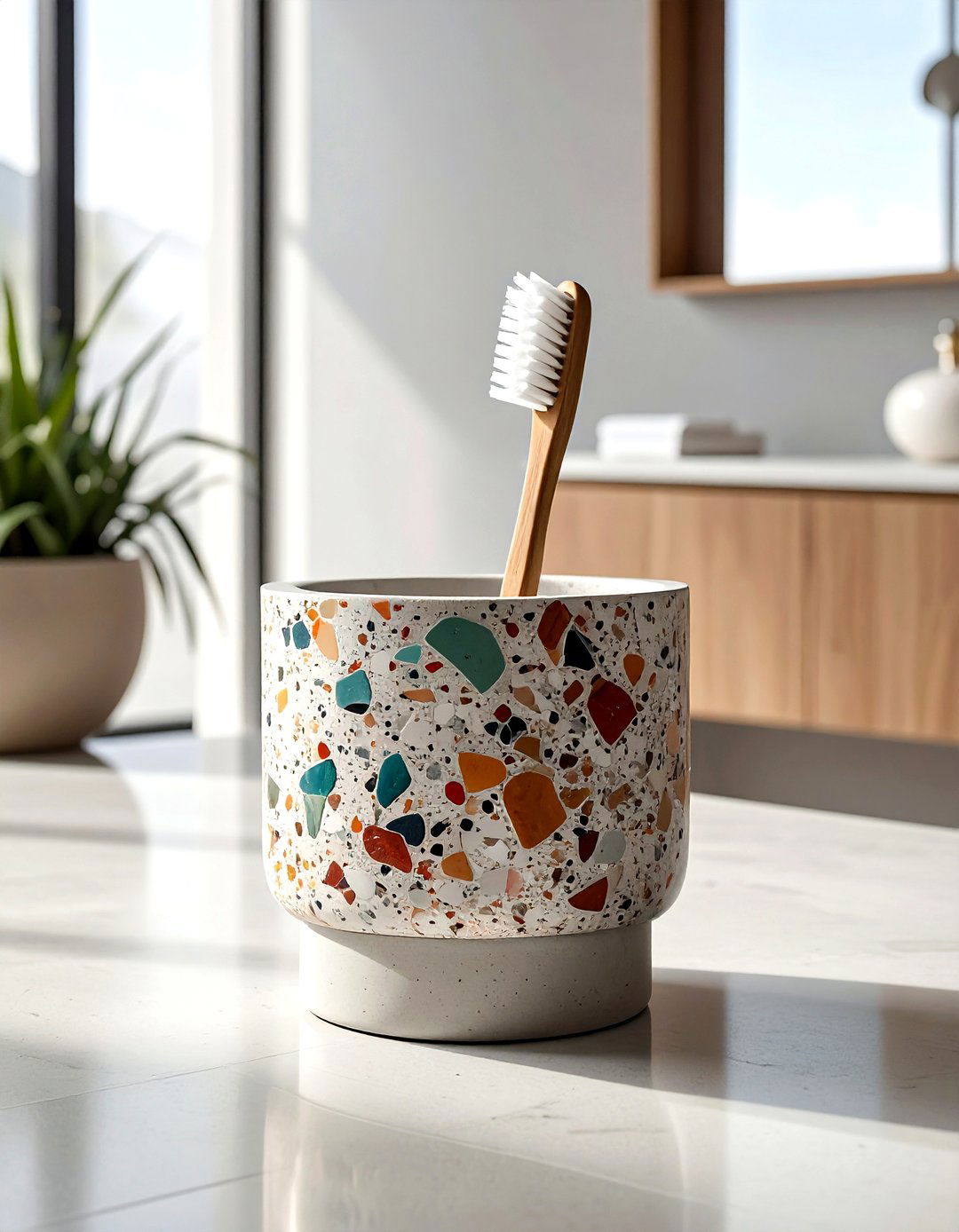 Terrazzo toilet brush holder - 30 toilet brush holder ideas