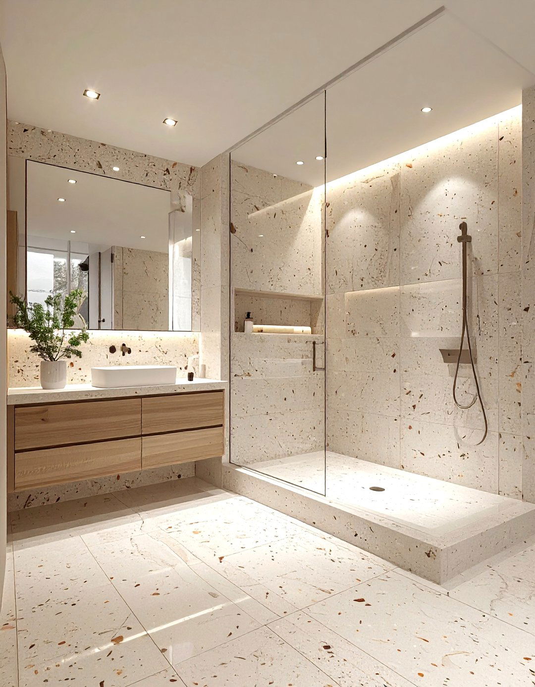 Terrazzo walk in shower - 30 terrazzo tile bathroom ideas