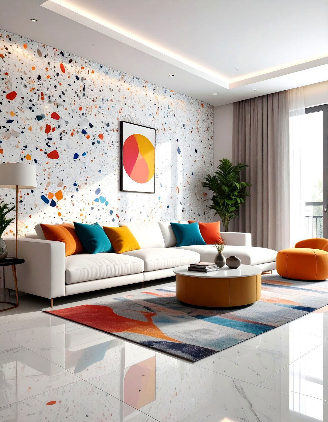 Terrazzo wall tiles - 30 living room textured walls