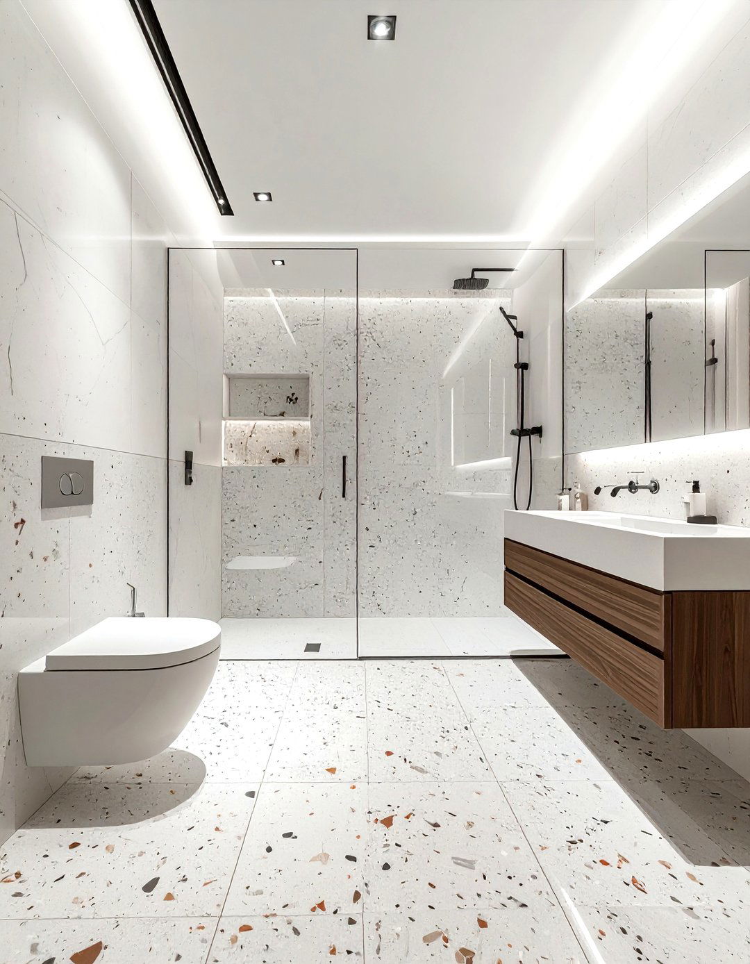 Terrazzo wet room - 30 terrazzo tile bathroom ideas