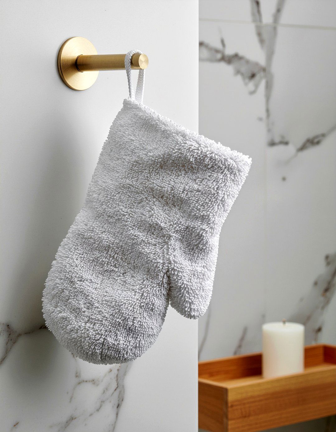 Terry Cloth Bath Mitt - 30 bathroom textile accent ideas