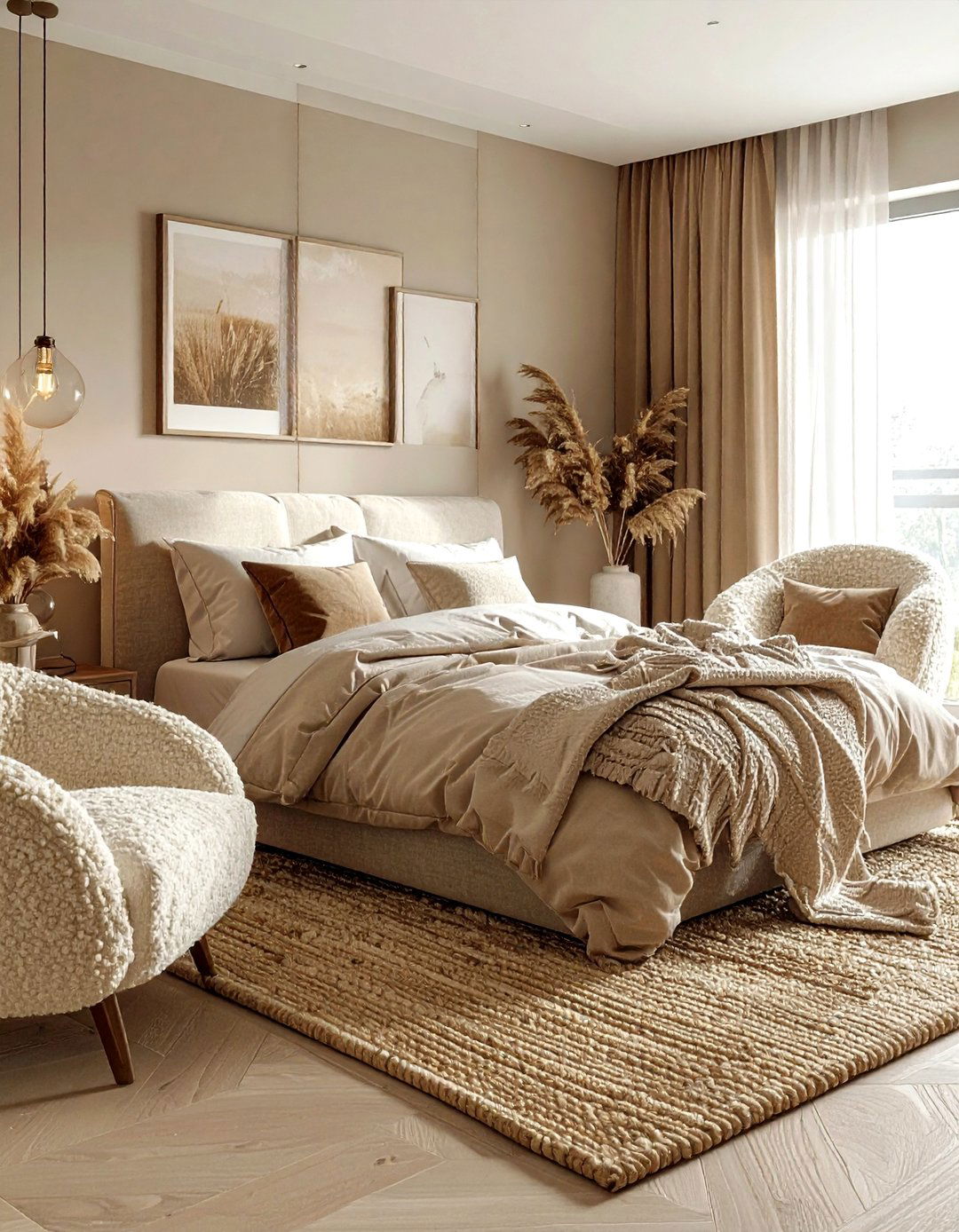 Textural Beige Bedroom - 30 scandinavian beige bedroom ideas