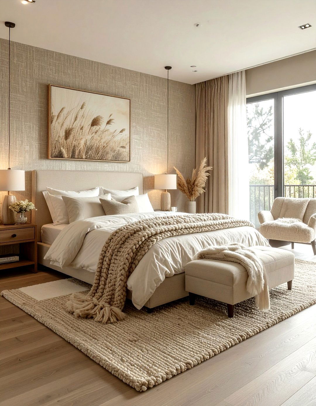 Textured Beige Bedroom - 30 minimalist beige bedroom ideas