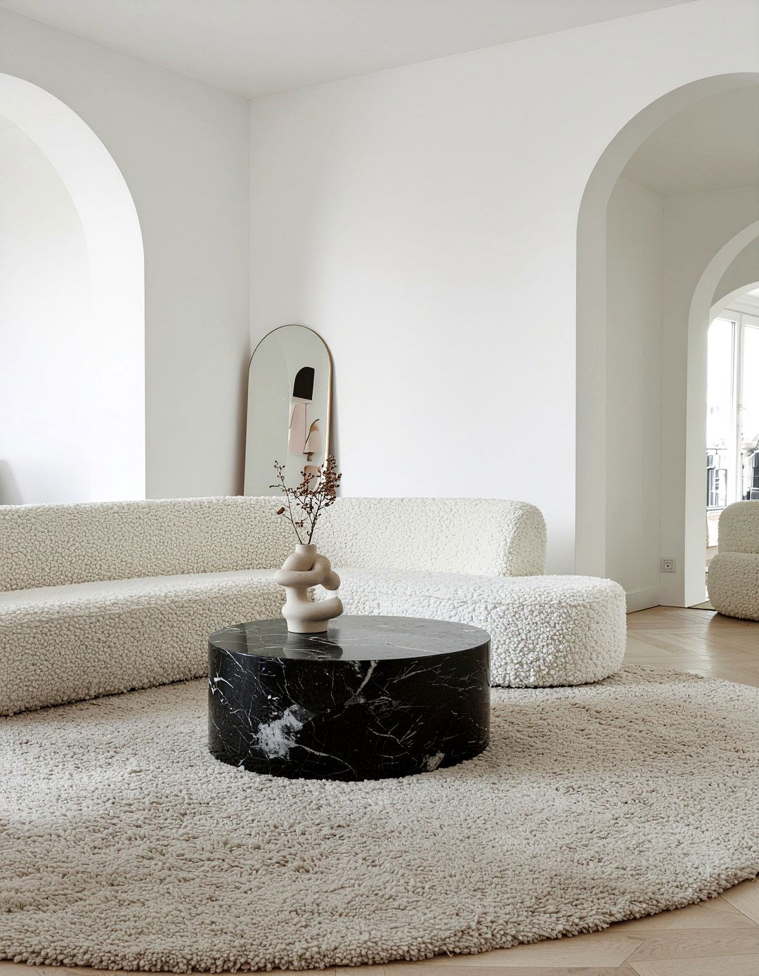 Textured Boucle Sectional - 30 L-shaped sofa living room ideas