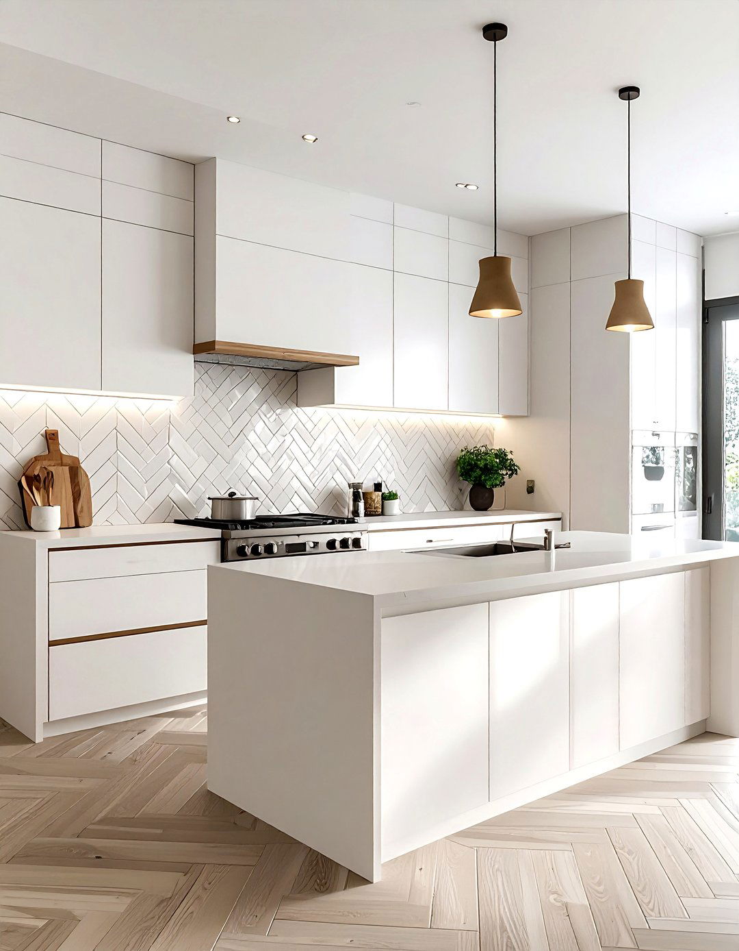 Textured Ceramic Chevron - 30 chevron backsplash kitchen ideas