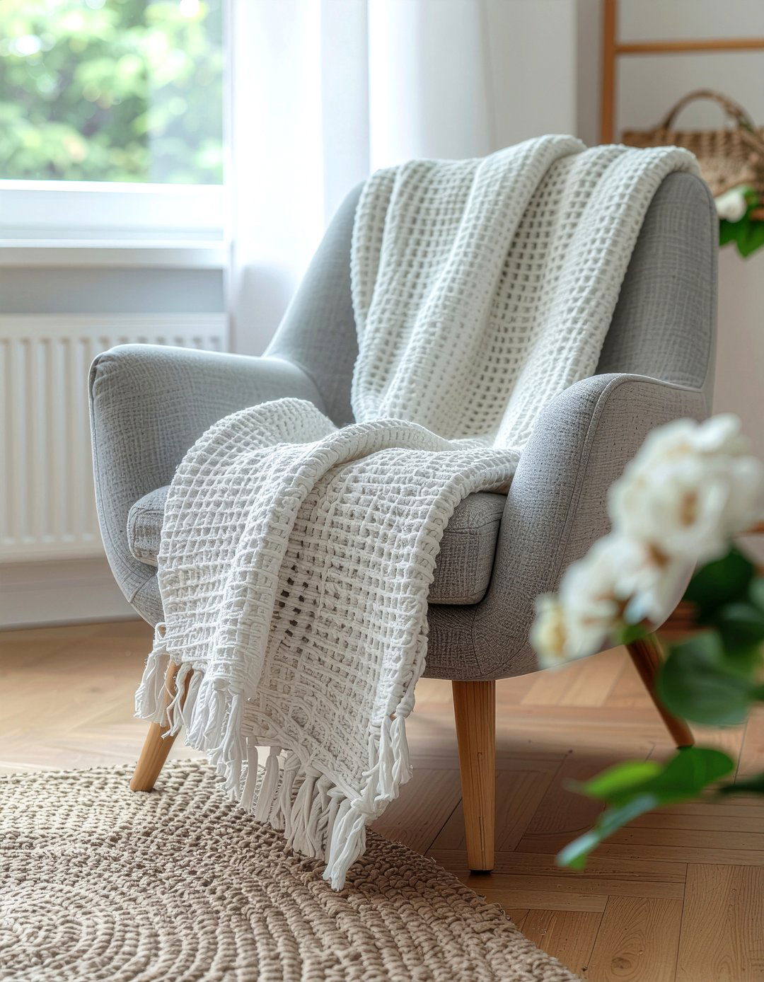 Textured Cotton Throw Blanket - 30 cotton living room ideas