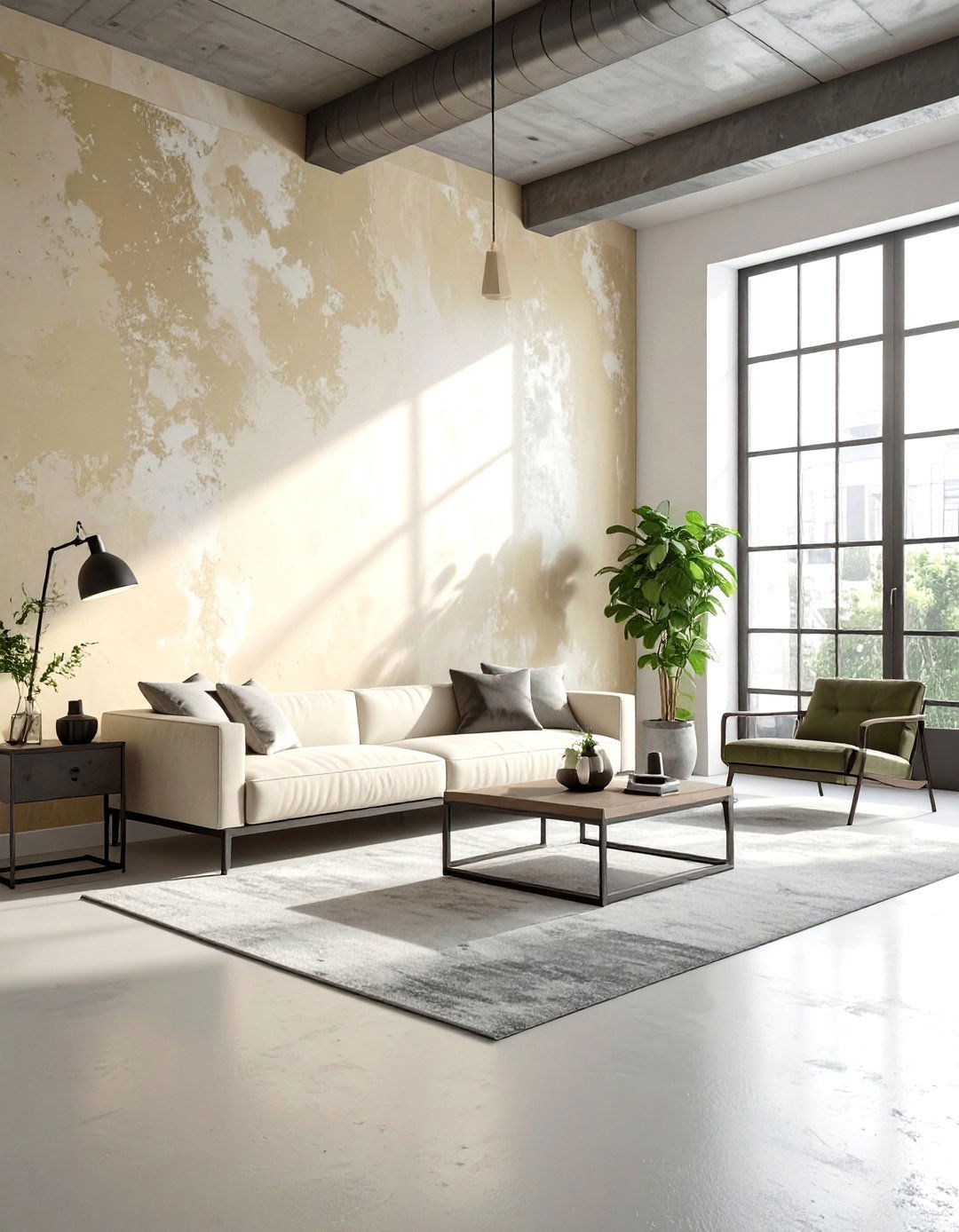 Textured Cream Industrial Walls - 30 industrial cream bedroom ideas