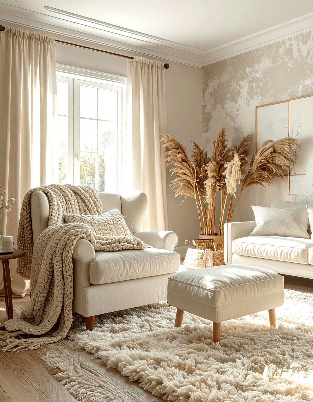 Textured Cream Living Room - 30 minimalist cream living room ideas