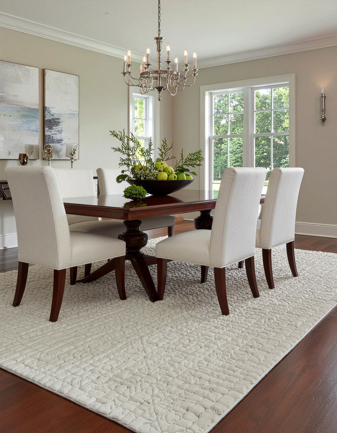 Textured Cream Rug Dining Room - 30 neutral rug dining room ideas