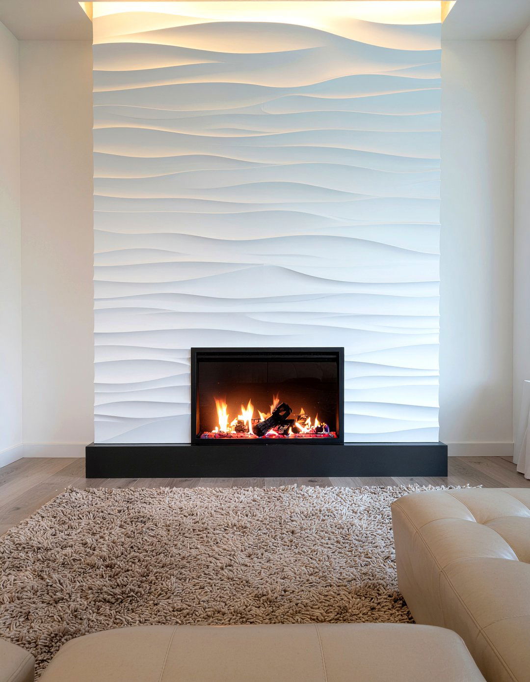 Textured D Tile - 30 living room fireplace tile ideas