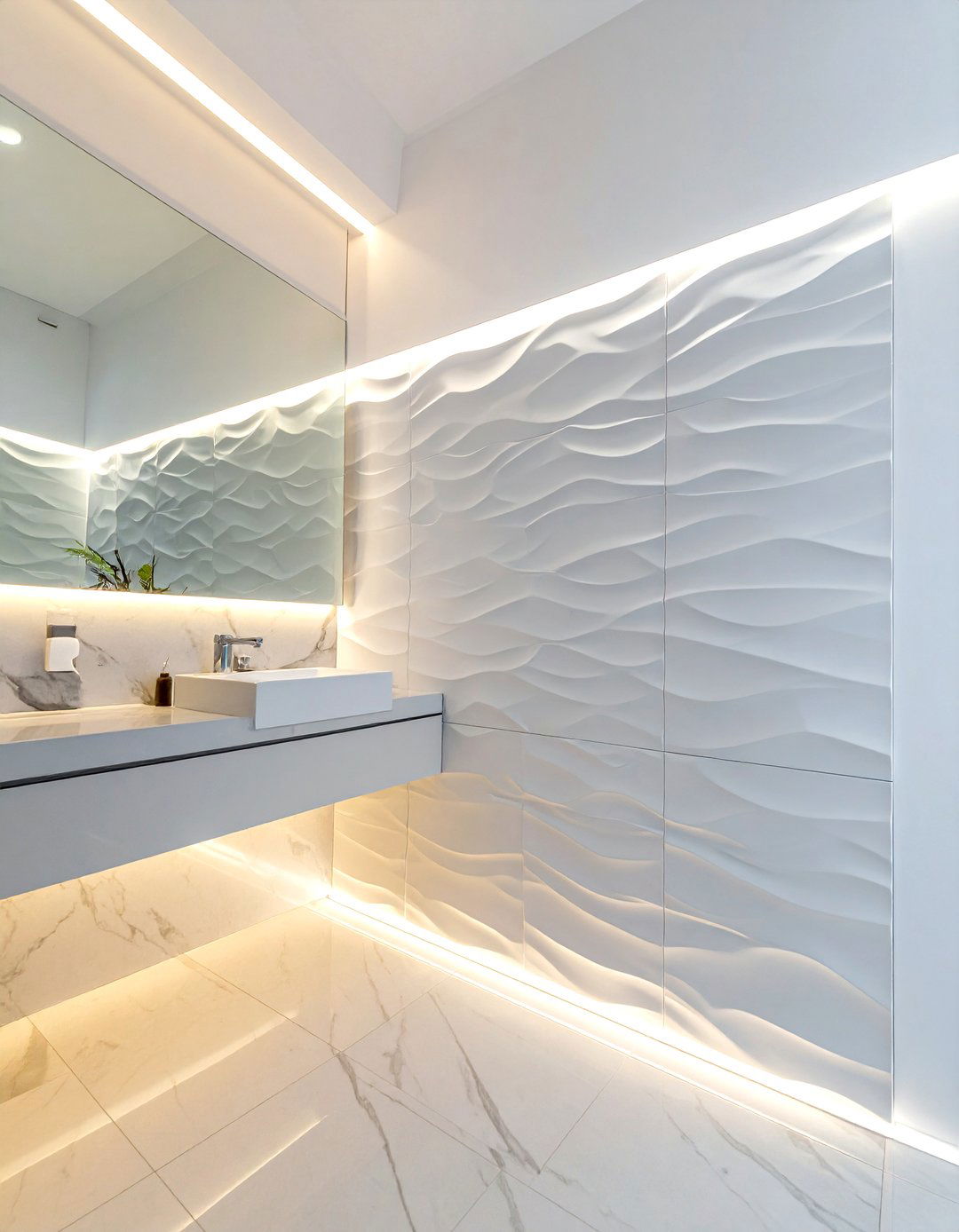 Textured D Tile - 30 feature wall tile bathroom ideas