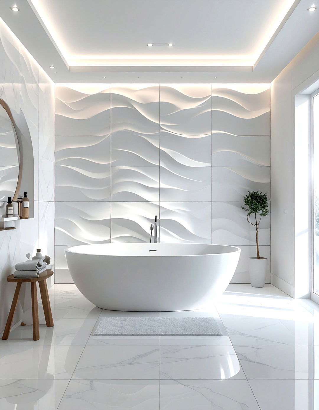 Textured D oversized tile bathroom - 30 oversized tile bathroom ideas