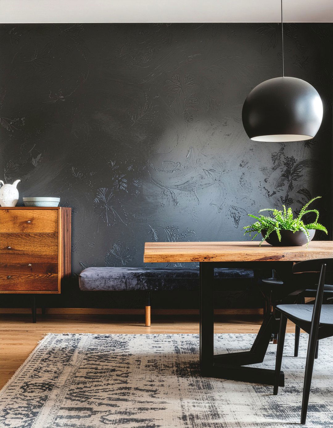 Textured Dark Dining Room - 30 dark dining room ideas