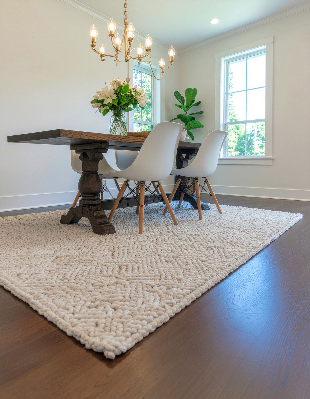 Textured Dining Room Rug - 30 dining room visual interest ideas