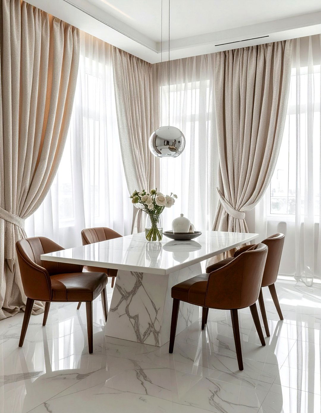 Textured Fabric Curtains - 30 dining room curtain ideas