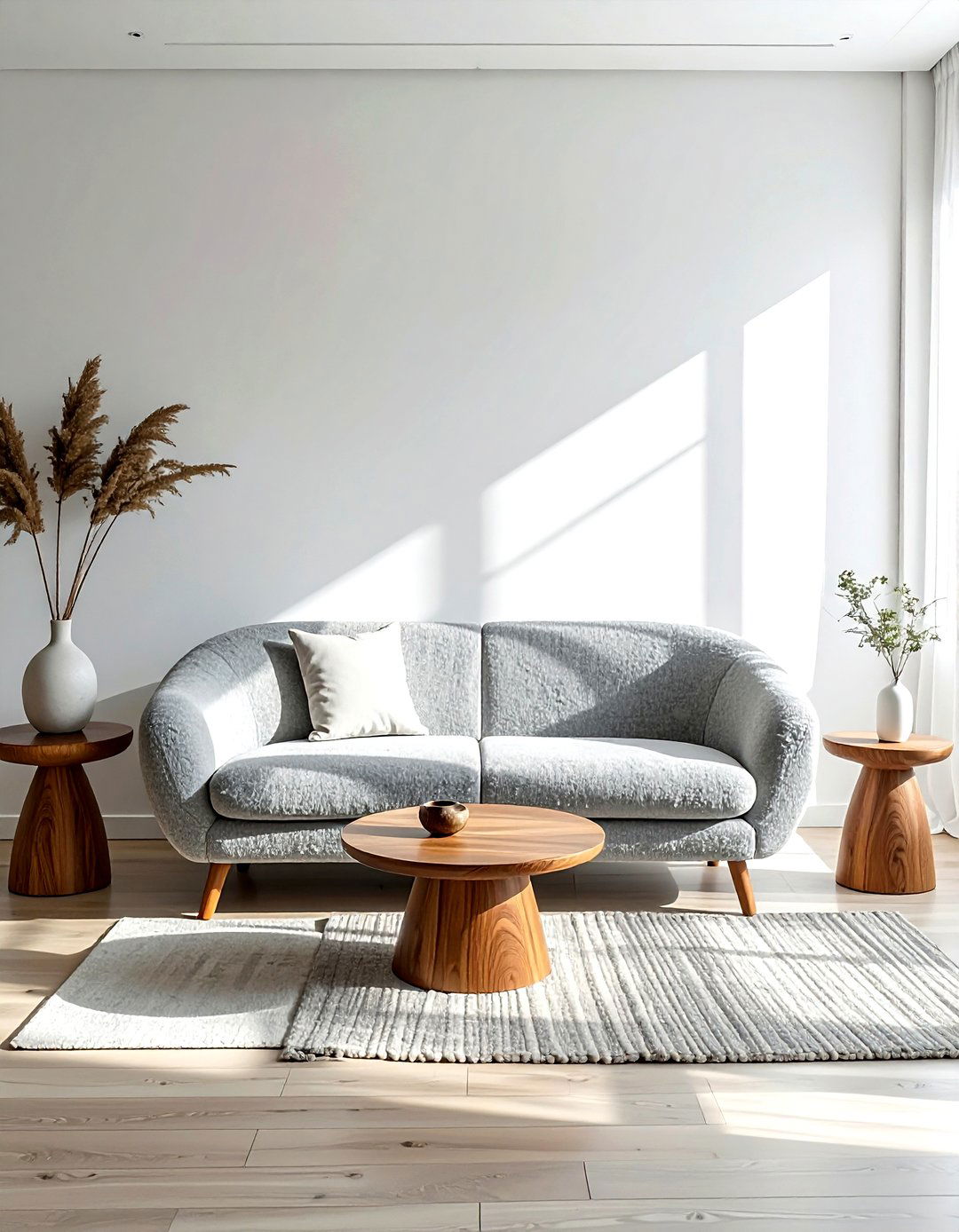 Textured Gray Boucle Furniture - 30 gray living room furniture ideas