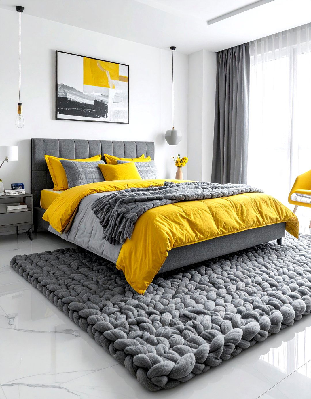 Textured Gray Yellow Bedroom Decor - 30 gray yellow bedroom ideas