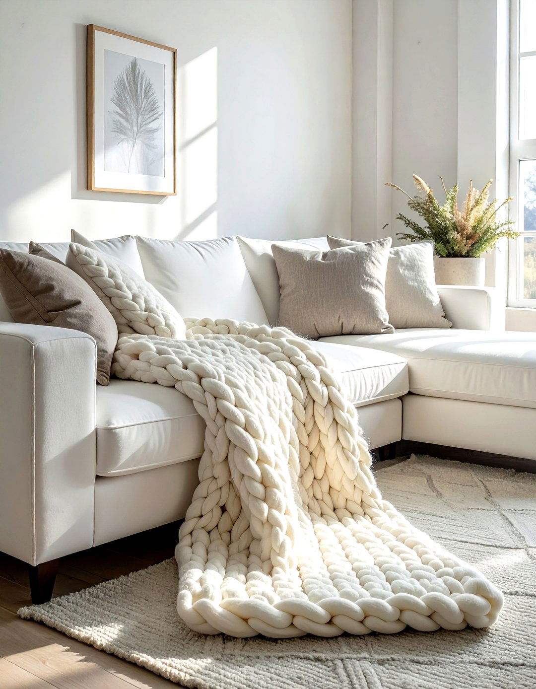Textured Knit Throw - 30 white living room accessories ideas
