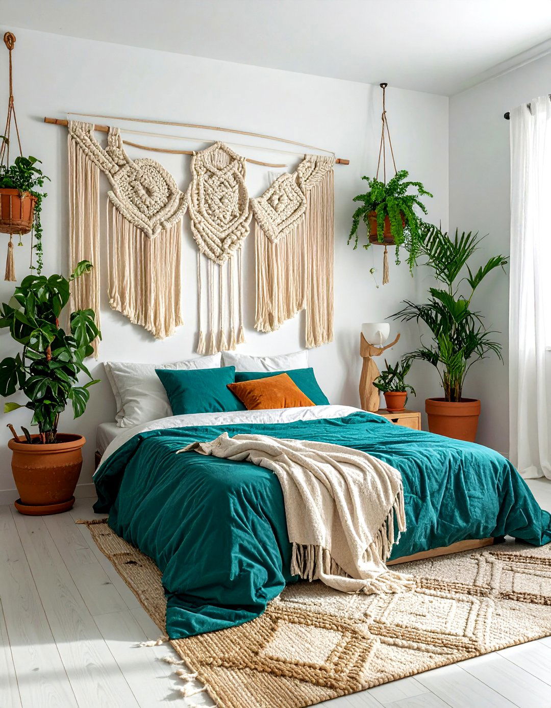 Textured Macrame Wall Bedroom - 30 maximalist bedroom ideas