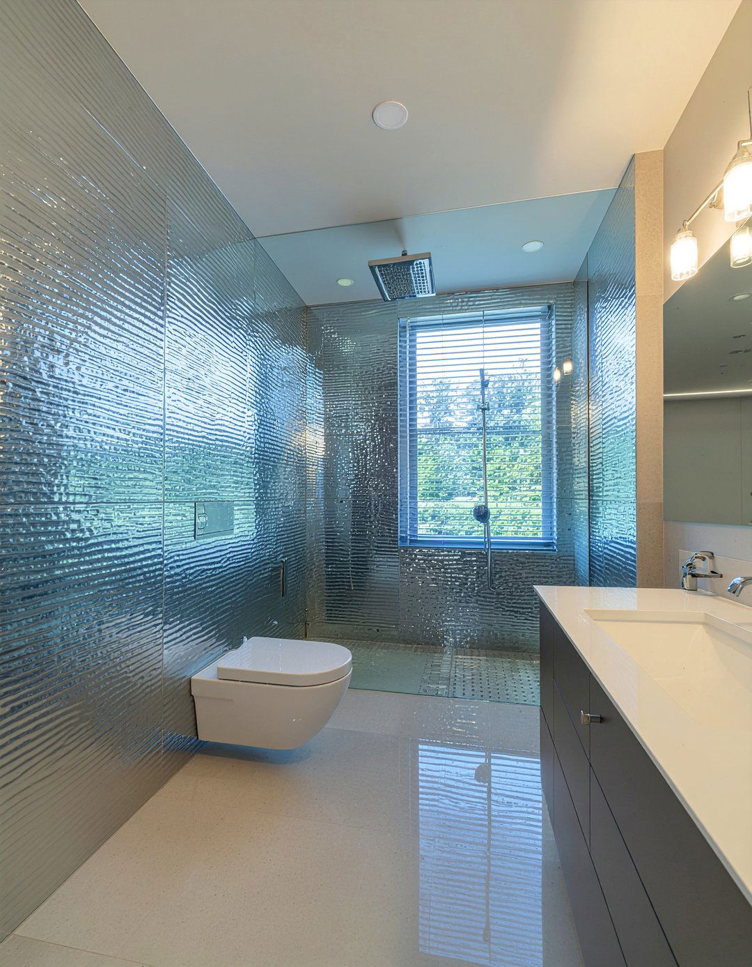 Textured Mirrored Wall Bathroom - 30 mirrored wall bathroom ideas
