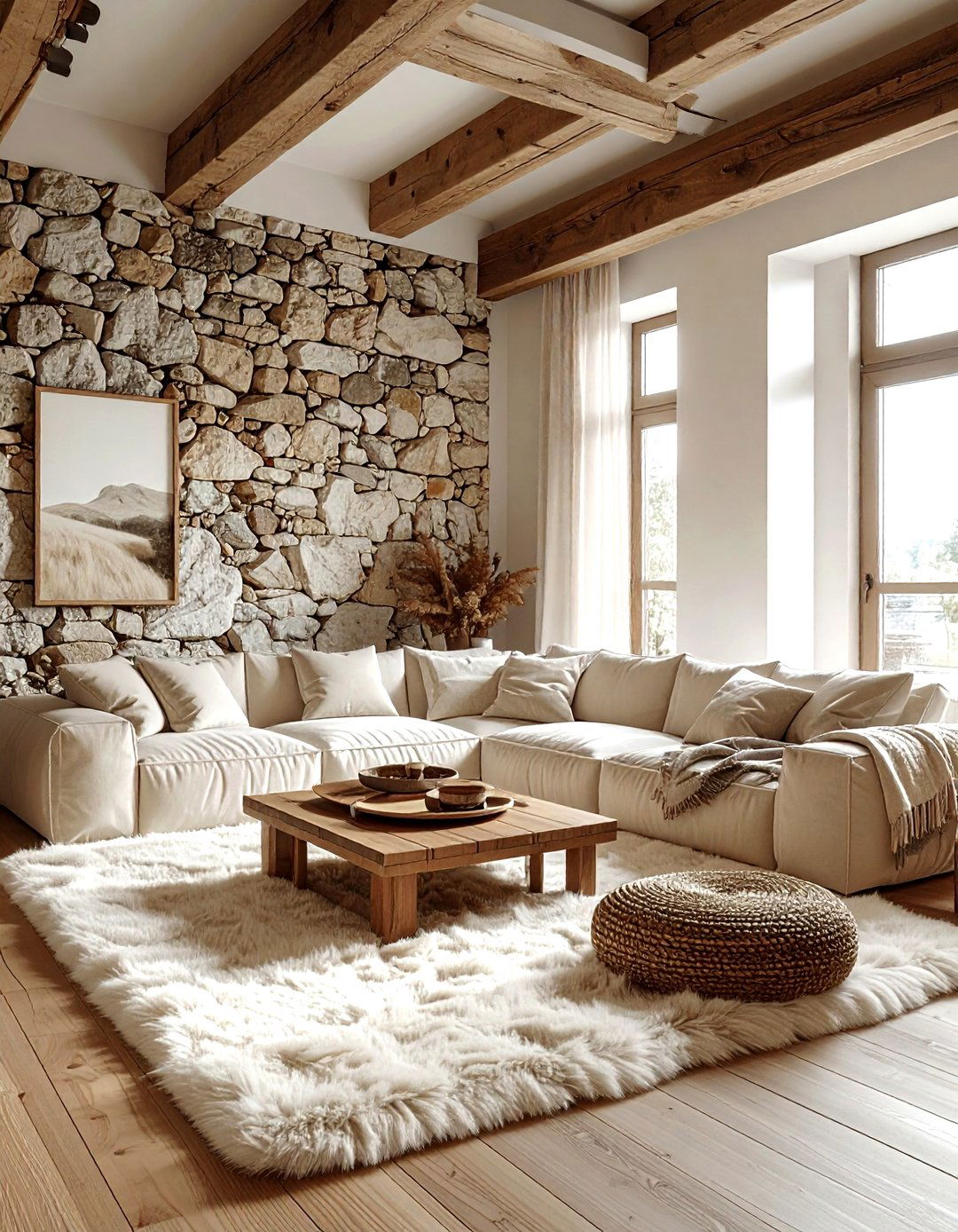 Textured Natural Living Room - 30 natural living room ideas