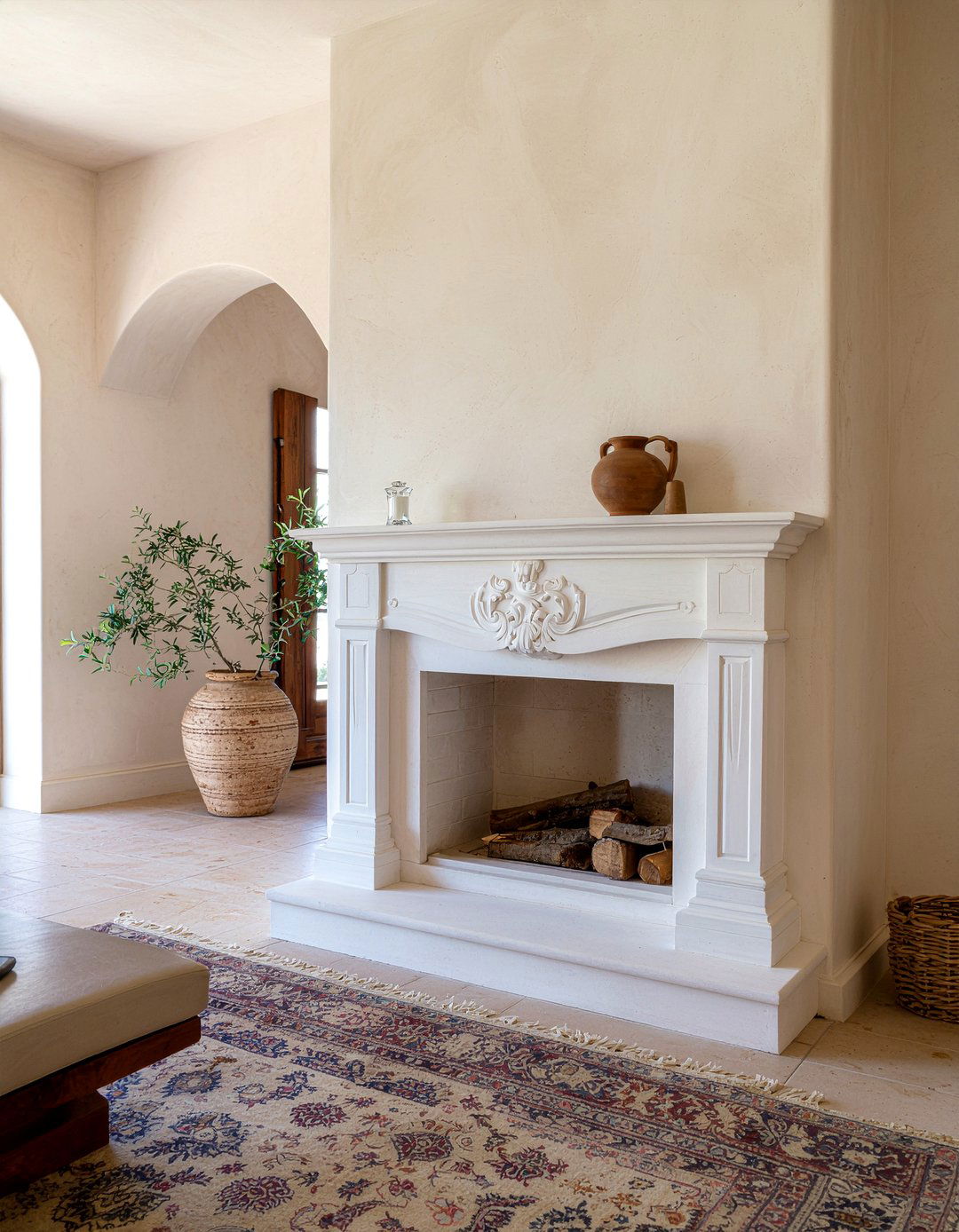 Textured Plaster Fireplace Surround - 30 living room linear fireplace ideas