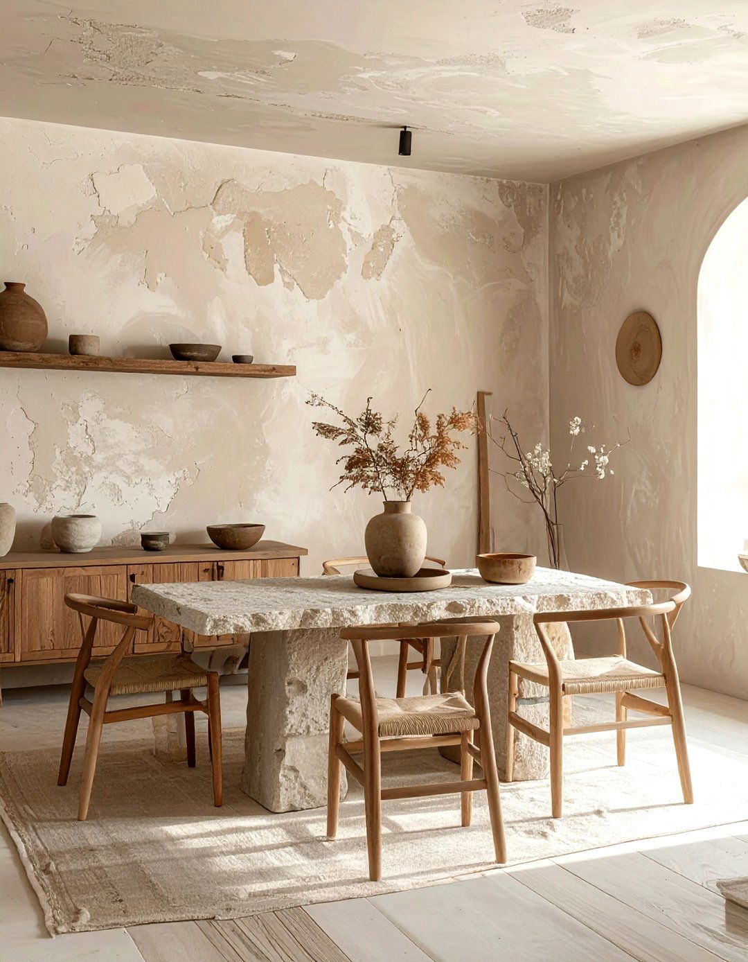 Textured Plaster Wall - 30 dining room focal point ideas