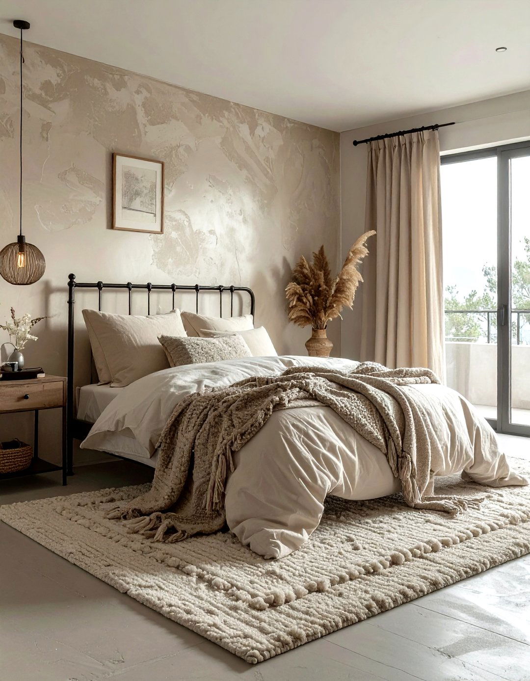 Textured Plaster Wall Bedroom - 30 rustic beige bedroom ideas