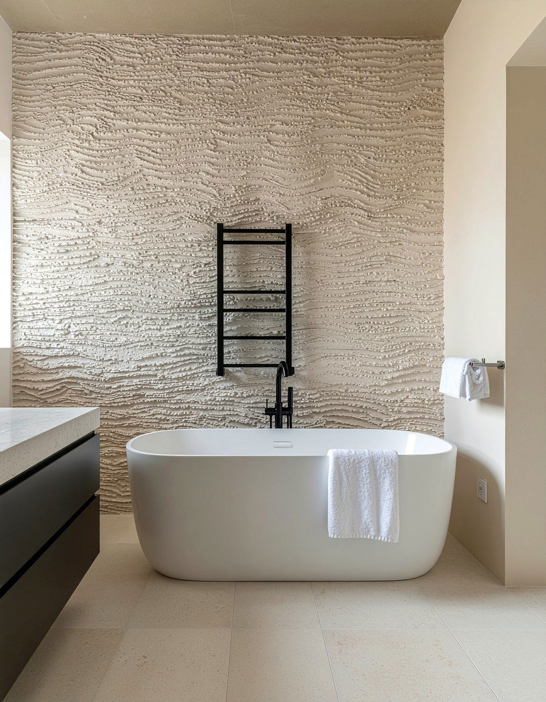 Textured Plaster Wall - 30 bathroom focal wall ideas
