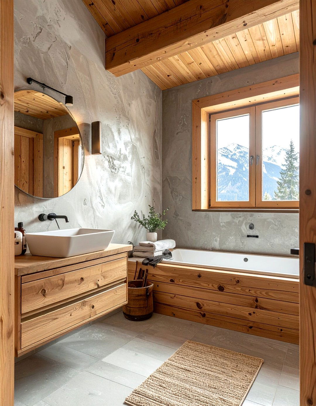 Textured Plaster Walls - 30 chalet bathroom ideas