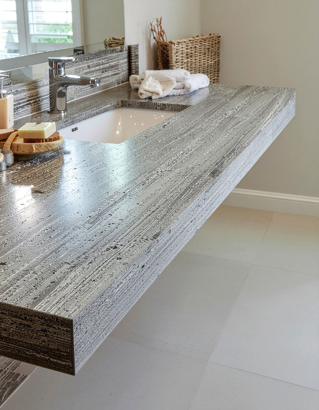 Textured Slate Laminate - 30 laminate bathroom countertop ideas