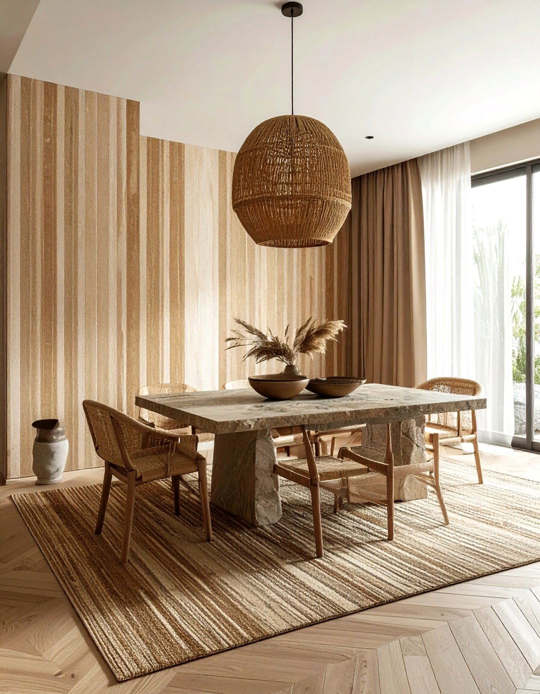 Textured Striped Wallpaper Dining Room - 30 striped wallpaper dining room ideas