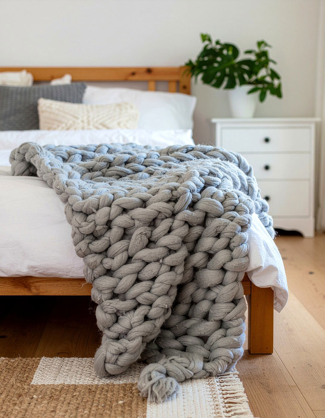 Textured Throw Blankets - 30 scandinavian bedroom ideas