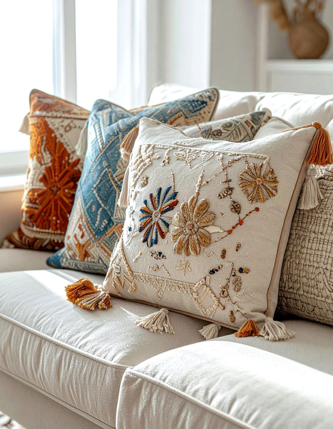Textured Throw Pillows - 30 starter home decor ideas