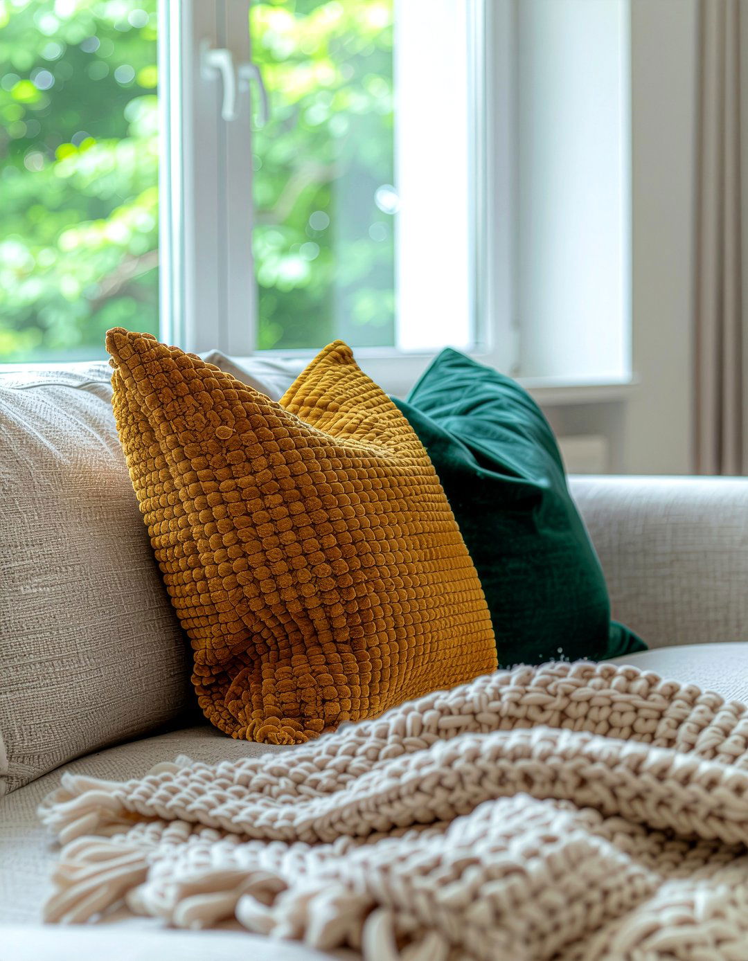 Textured Throw Pillows - 30 family friendly living room ideas