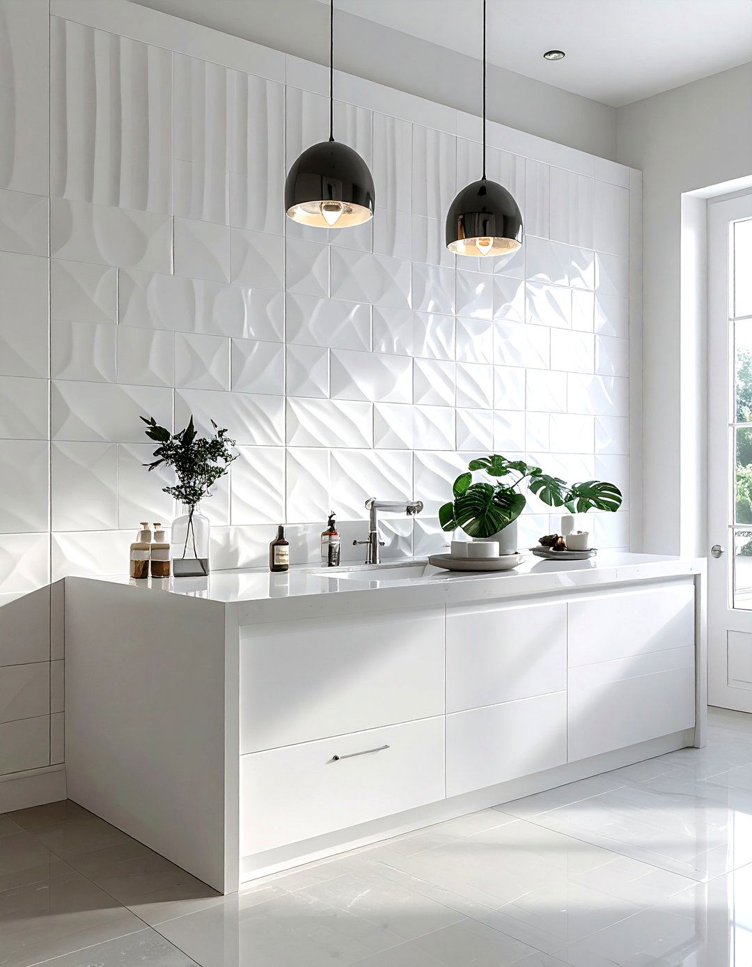 Textured Tile Backsplash - 30 bathroom finishing touches ideas